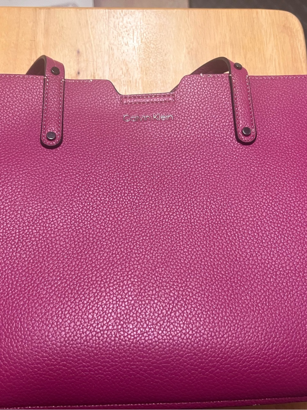 Calvin Klein Magenta Pebbled Leather Tote